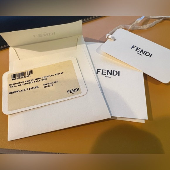 NEW Fendi Baguette Chain Midi Dark blue black FF tapestry bag silver hardware - Picture 2 of 15